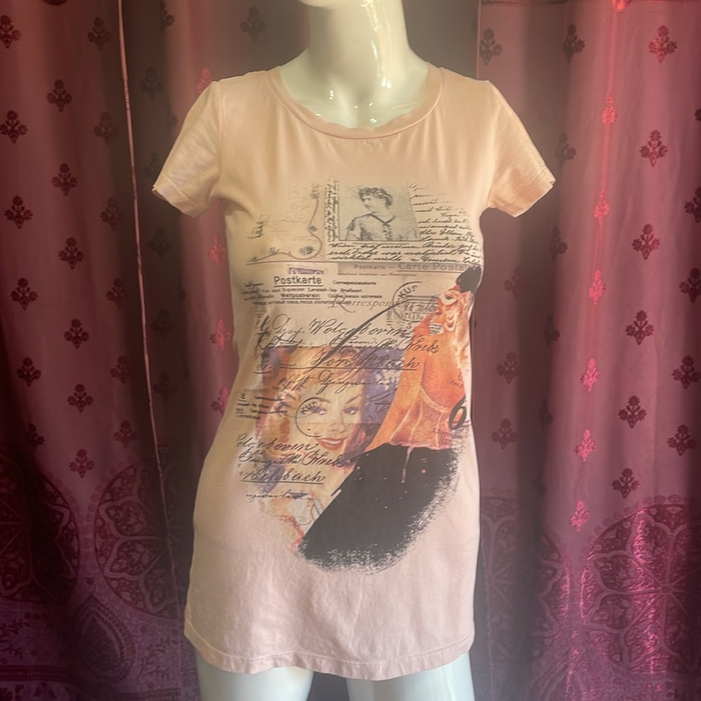 3/$20 Coquette Vintage Retro Femme  Pink Baby Tee cbase Size Small